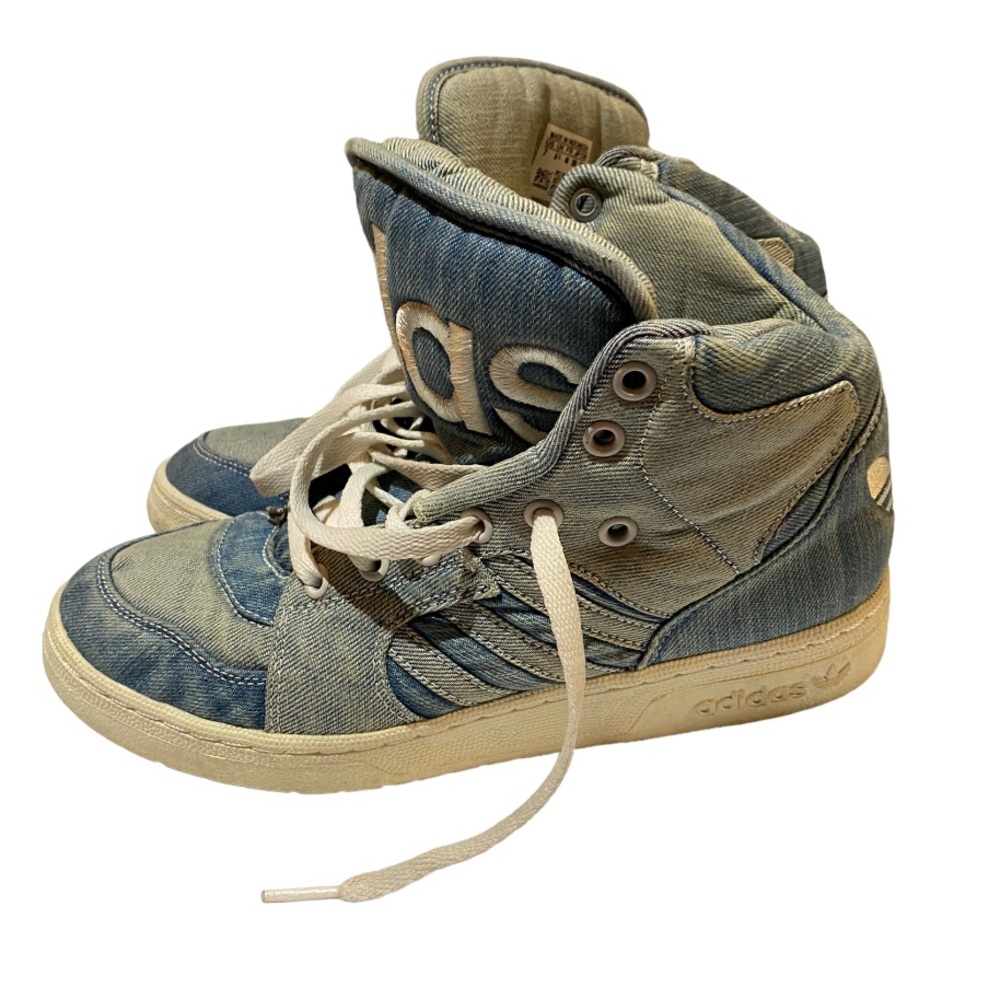 ✨RARE✨ Jeremy Scott x Adidas denim high tops size 7, highly sought collector